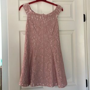 Rose lace off the shoulder dress